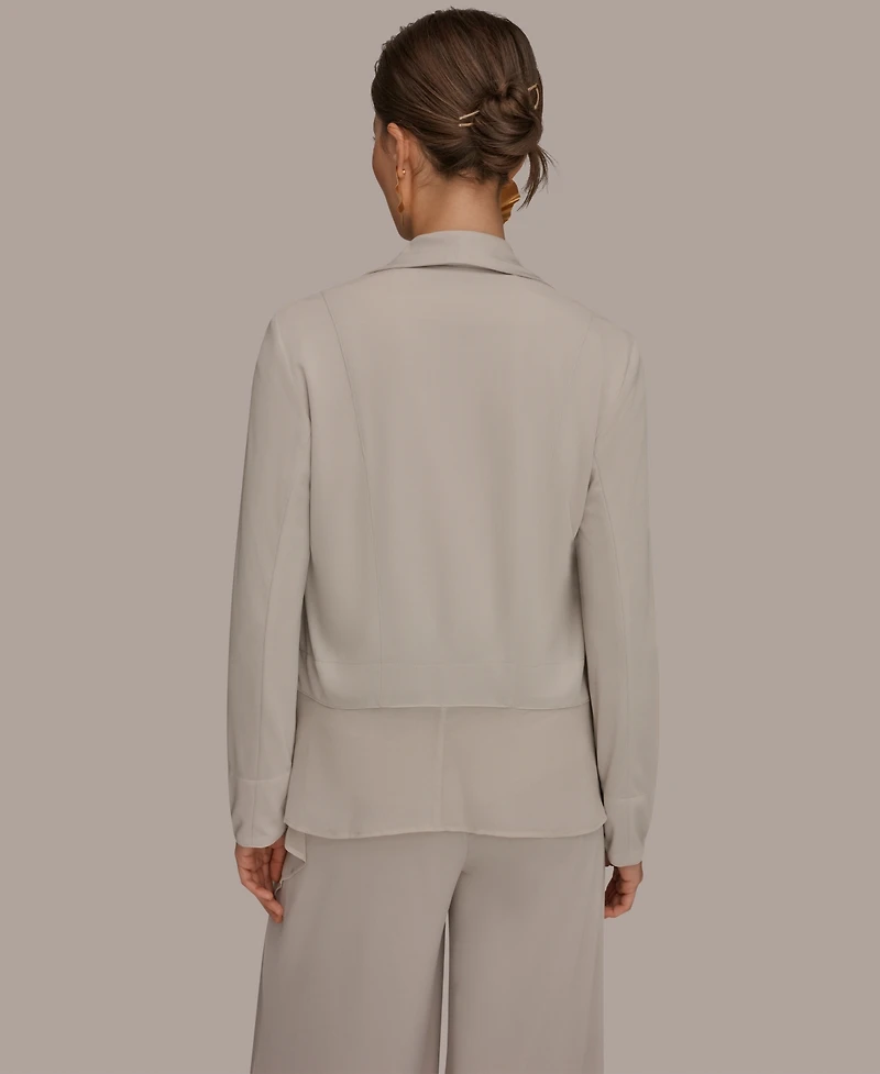 Donna Karan New York Women's Mixed Media Collared Neck Jacket