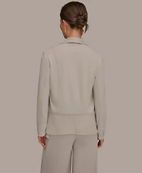 Donna Karan New York Women's Mixed Media Collared Neck Jacket
