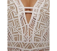 Becca Women's Color Play Crochet Plunge One-Piece Swimsuit