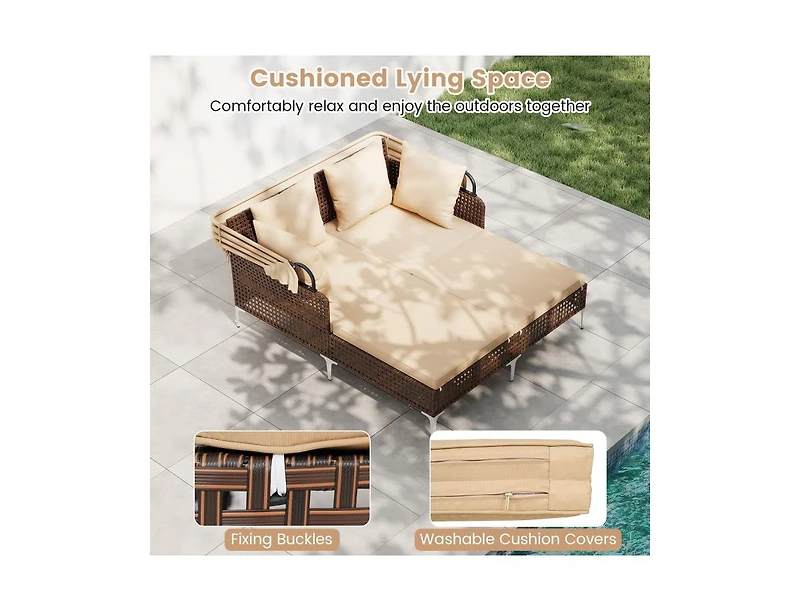 Slickblue Patio Chaise Lounge Chair with 6-Level Adjustable Backrest