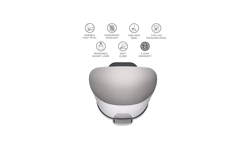 Ninestars Step-On Trash Can 13.2 Gallon, D Shaped Stainless Steel