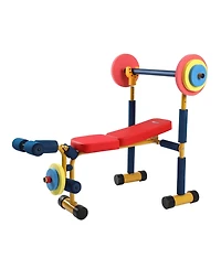 HolaHatha Kids Weight Bench Set with 35" Bench & Adjustable Headrest, Multicolor