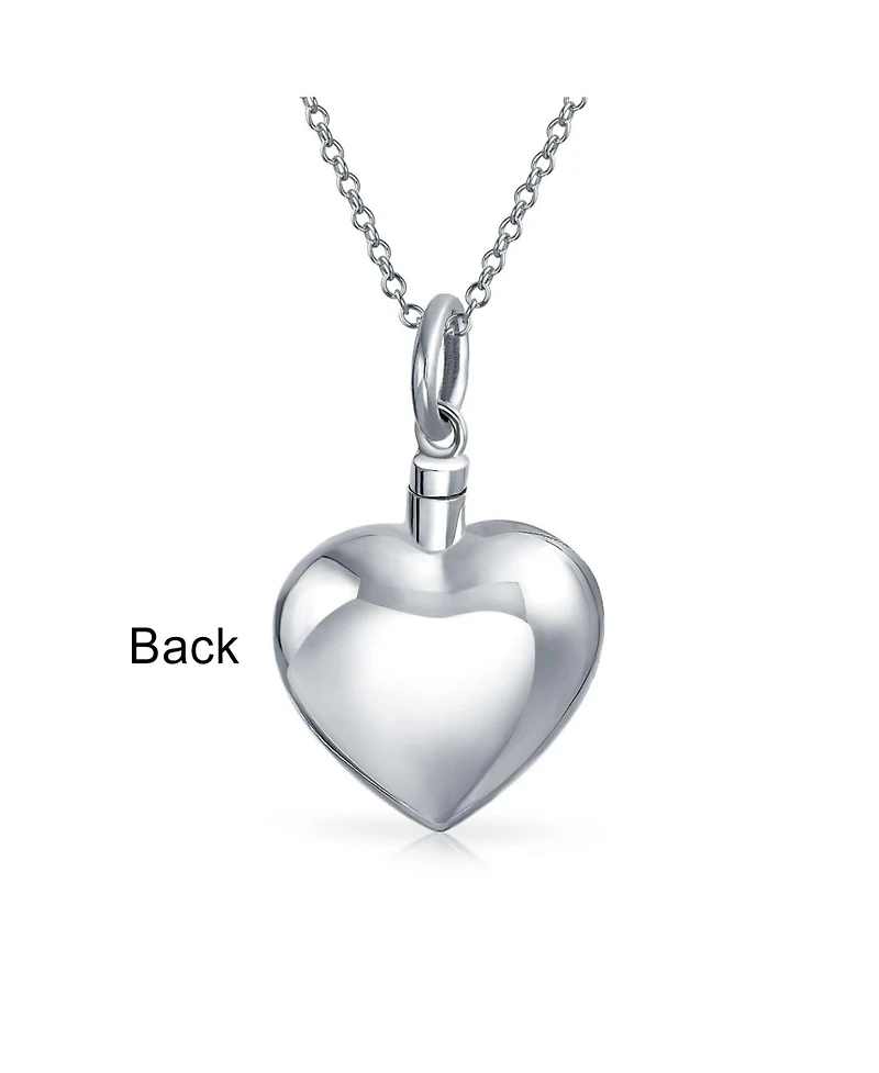 Bling Jewelry Puff Heart Locket Pendant Memorial Jewelry Necklace For Ashes Sterling Silver