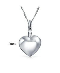 Bling Jewelry Puff Heart Locket Pendant Memorial Jewelry Necklace For Ashes Sterling Silver