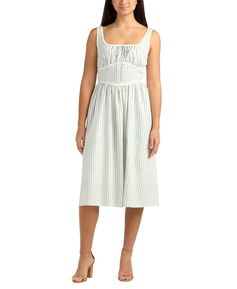 Bcx Juniors' Striped Square Neck Midi Dress