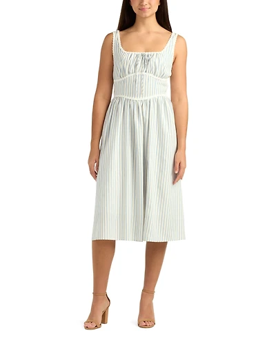Bcx Juniors' Striped Square Neck Midi Dress