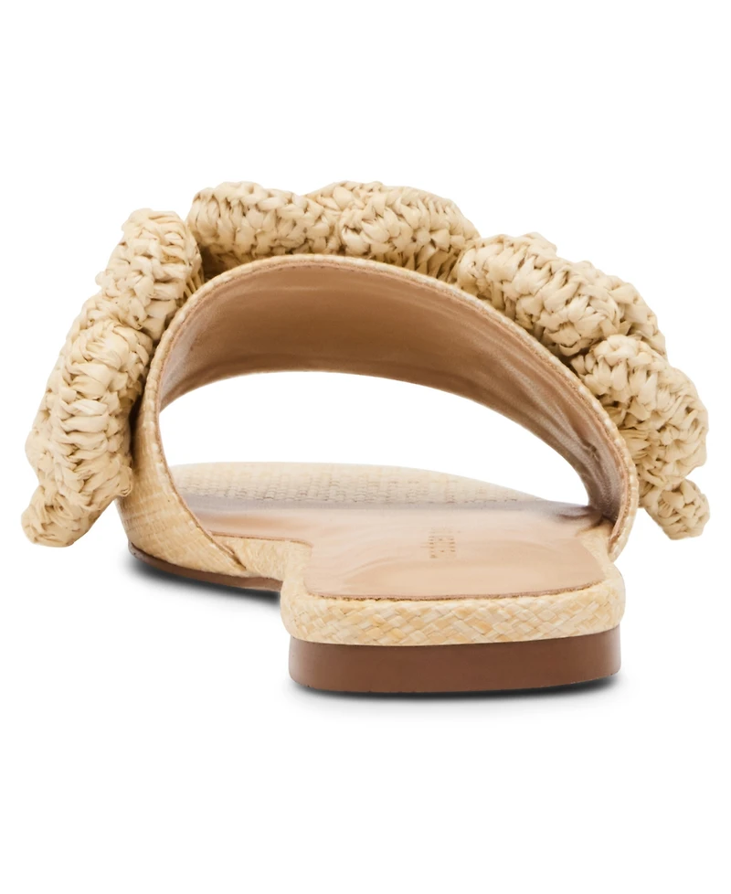 Madden Girl Women's Marisol Raffia Flower Slide Sandals