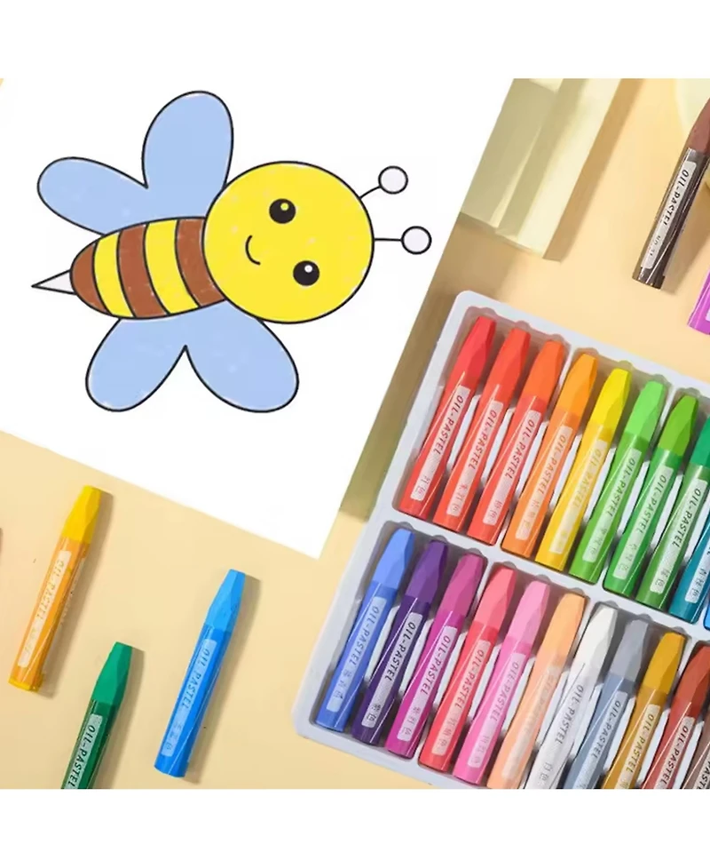 Htutwoo 12/18/24/36 Colors Art Drawing Set, Washable Multicolor Crayons, Student Oil Painting Stick Suit