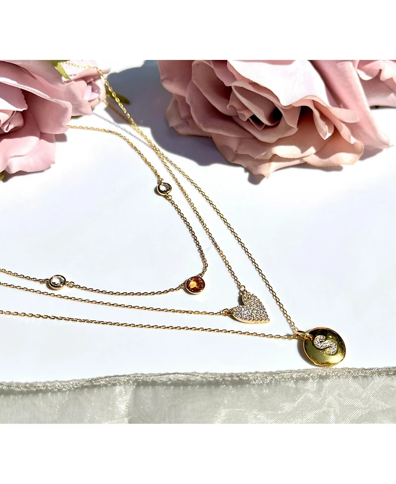 Suzy Levian New York Suzy Levian Sterling Silver Cubic Zirconia Letter "K" Initial Disc Pendant Necklace