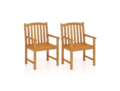Slickblue Outdoor Patio Chairs Set of 2 with Slatted Seat for Porch