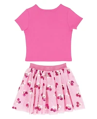 Rare Editions Girls' 2T-6X Cherry Heart Applique Top and Tutu Skirt, 2-Piece Set