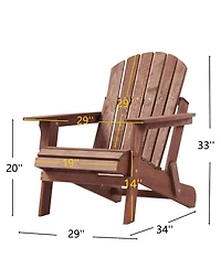 Oversize Wooden Outdoor Folding Adirondack Chair with Pre-Assembled BackRest & SeatBoard, Wood Patio Chair for Garden Backyard Porch Pool Deck Firepit