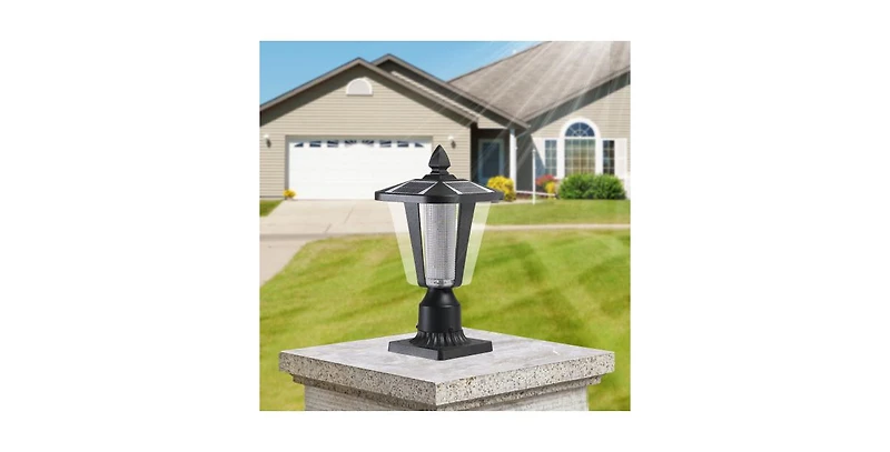 Flynama 15 Inch Solar Powered Outdoor Lantern with Adjustable Brightness for Garden and Pathway 2-Pack