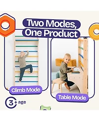 ComfyBumpy Gymnastic Ladder Convertible Montessori Wall Gym & Play Table. Climbing Set for Active & Focused Play. (Set of 1)