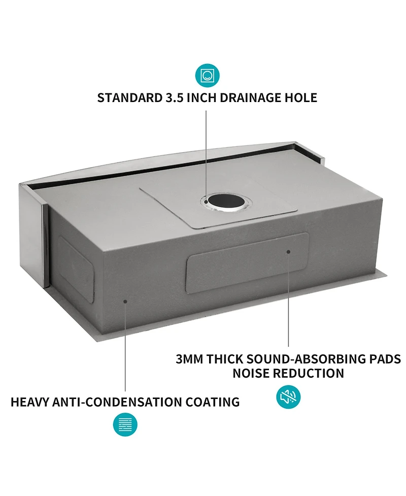 flynama 33x20x9 Inch Stainless Steel Farmhouse Apron Front Kitchen Sink 16 Gauge T304 Single Bowl With Dish Grid Drain Assembly Drying Rack