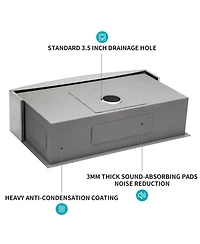 flynama 33x20x9 Inch Stainless Steel Farmhouse Apron Front Kitchen Sink 16 Gauge T304 Single Bowl With Dish Grid Drain Assembly Drying Rack