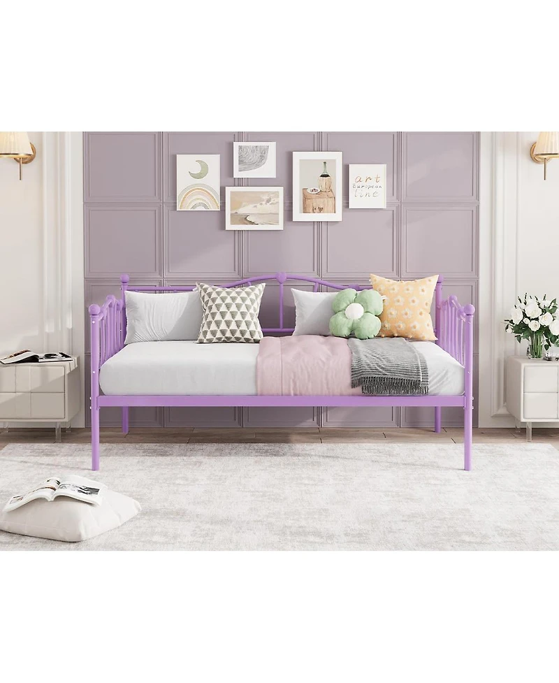 gaomon Metal Daybed, Platform Sofa Bed with Stylish Headboard, Heavy-Duty Steel Slats, Space-Saving