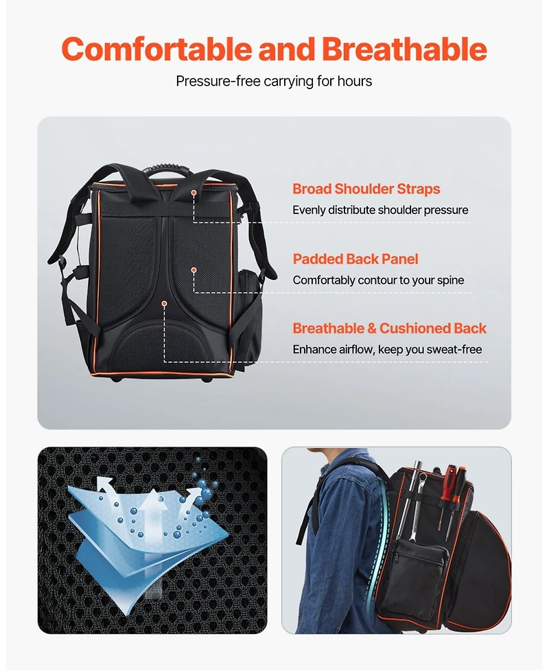 Mecale Welding Backpack, 35.6L Welder Tool Backpack with Helmet Catch Bag, 600D Polyester Gear Pack, Multi-Purpose Storage Bag