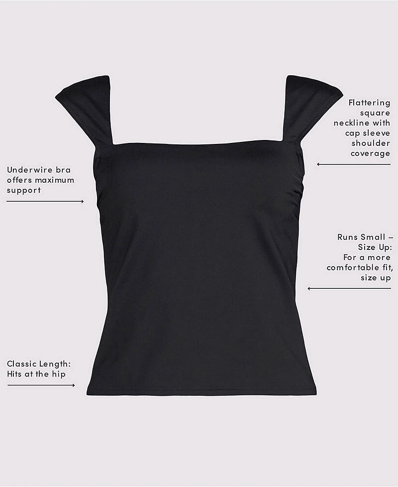 Lands' End Women's Dd-Cup Square Neck Underwire Tankini Top