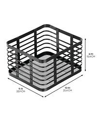 mDesign Metal Pantry Basket with Handles - Set of 2 - Matte Black
