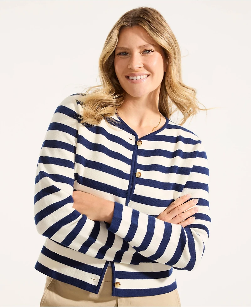 Lands' End Women's Petite Fine Gauge Cotton Milano Blazer Sweater