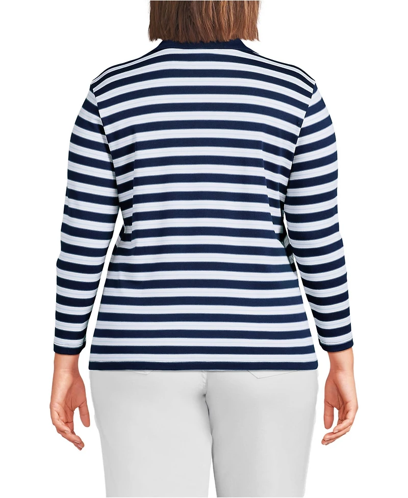 Lands' End Plus Supima Cotton 3/4 Sleeve Polo Shirt