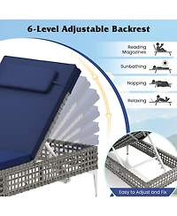 Slickblue Outdoor Chaise Lounge Chair with 6 Position Recline