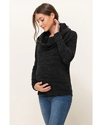 Hello Miz Maternity Cowl Neck Long Sleeve Knit Sweater