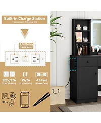 gaomon Makeup Vanity Desk with Mirror and Lights, Vanity Table Set with Drawer & Power Outlet
