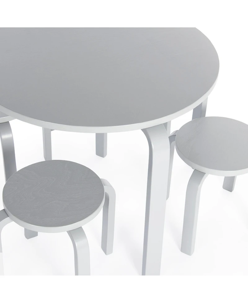 Guidecraft Kids' Nordic Table and Chairs Set - Natural: Wooden Round Classroom Playroom Toddler Activity with 4 Stools