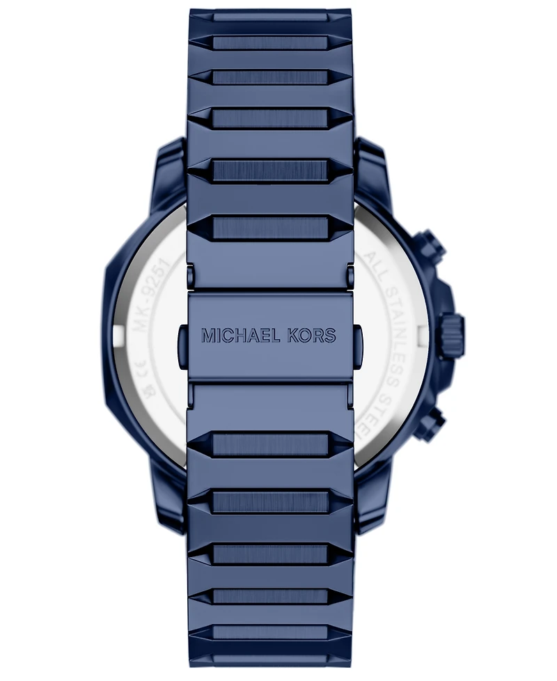 Michael Kors Men's Prescott Chronograph Blue Stainless Steel Watch, 44mm