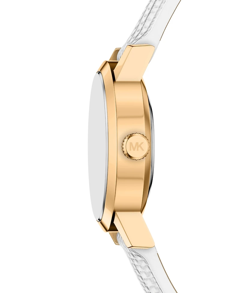 Michael Kors Women's Maude Three-Hand White Leather Watch, 21mm