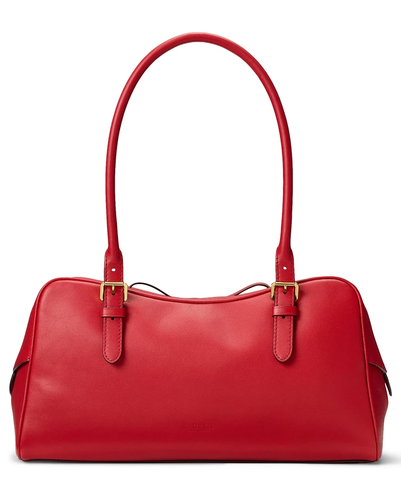 Lauren Ralph Leather Large Marcy Zip Satchel Bag