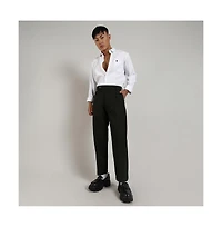 Campus Sutra Men's Juniper Green Tailored Linen-Blend Trousers