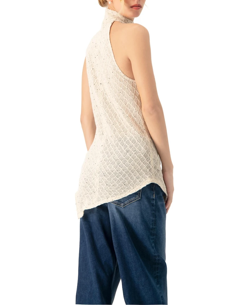 Ivonne Women's Knit Halter Neck Sleeveless Top