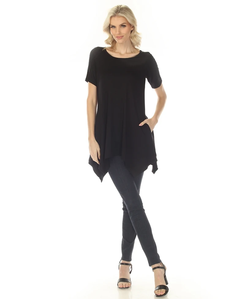 White Mark Women's Short Sleeve Swing Tunic Top