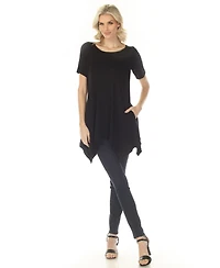 White Mark Women's Short Sleeve Swing Tunic Top