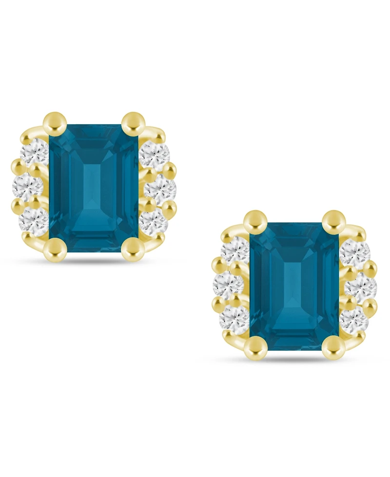 Macy's Gemstone and Diamond 1/3" Stud Earrings 10K White Gold (also Yellow Gold)
