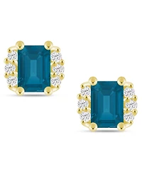 Macy's Gemstone and Diamond 1/3" Stud Earrings 10K White Gold (also Yellow Gold)
