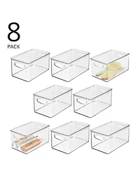 mDesign Deep Plastic Bathroom Storage Box, Lid/Built-In Handles, 8 Pack, Clear