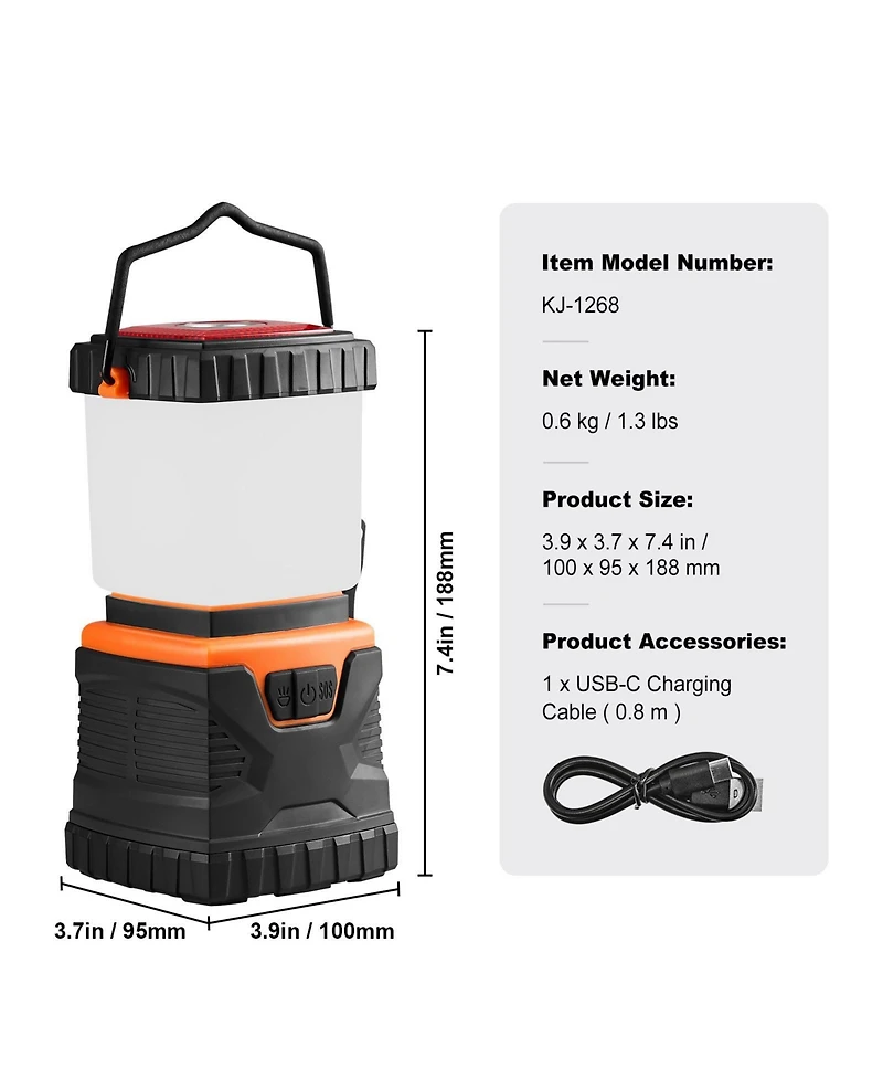 Mecale All-in-One Rechargeable Led Camping Lantern, 1000LM, 360° Illumination, 4 Lighting Modes, Usb Charging