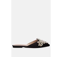 Astre Pearl Embellished Shimmer Mules