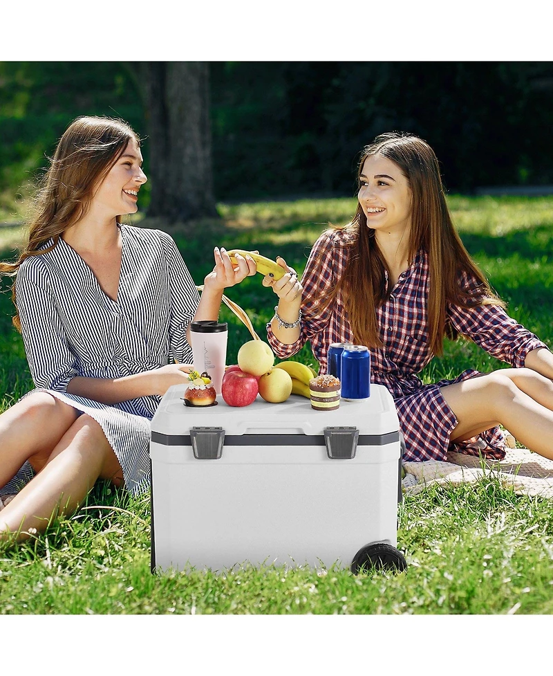 Mecale 45 Qt Wheeled Portable Cooler with Ice Retention, Heavy-Duty Handles and Cup Holder, Insulated Hard Cooler for Long Trips