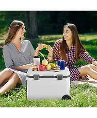 Mecale 45 Qt Wheeled Portable Cooler with Ice Retention, Heavy-Duty Handles and Cup Holder, Insulated Hard Cooler for Long Trips