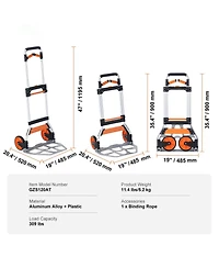 Mecale Folding Hand Truck, 309 lb Capacity, Aluminum Convertible Hand Truck & Dolly, Telescoping Handle, Pp+Tpr Wheels, Lightweight Cart