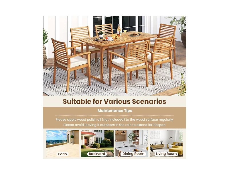 Slickblue Set of 2 Outdoor Patio Dining Chairs with Padded Cushions