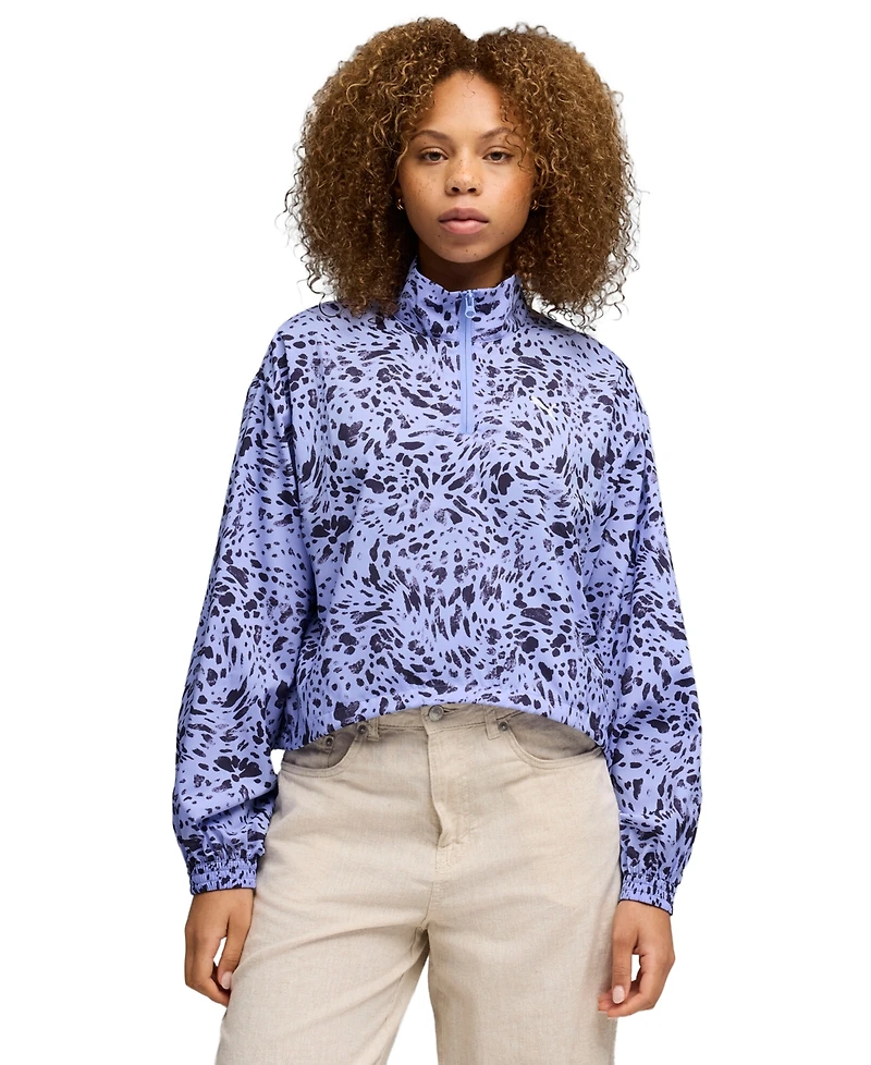 Puma Women's Ess Graphic Animal Relaxed Woven Half-Zip Jacket