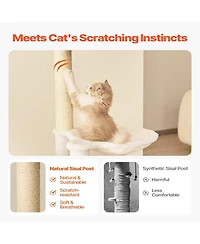 Aostirmotor 68.9"Tall Multi-Level Cat Tree with Cat Condo in Natural