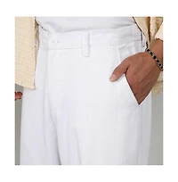 Campus Sutra Men's Tailored Linen-Blend Trousers