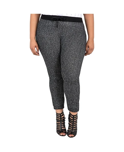 Poetic Justice Plus Size Curvy Black Marled Yarn French Terry Jogger Pants